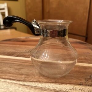 Vintage ART DECO PYREX Glassware Syrup Dispenser Black Celluloid Handle